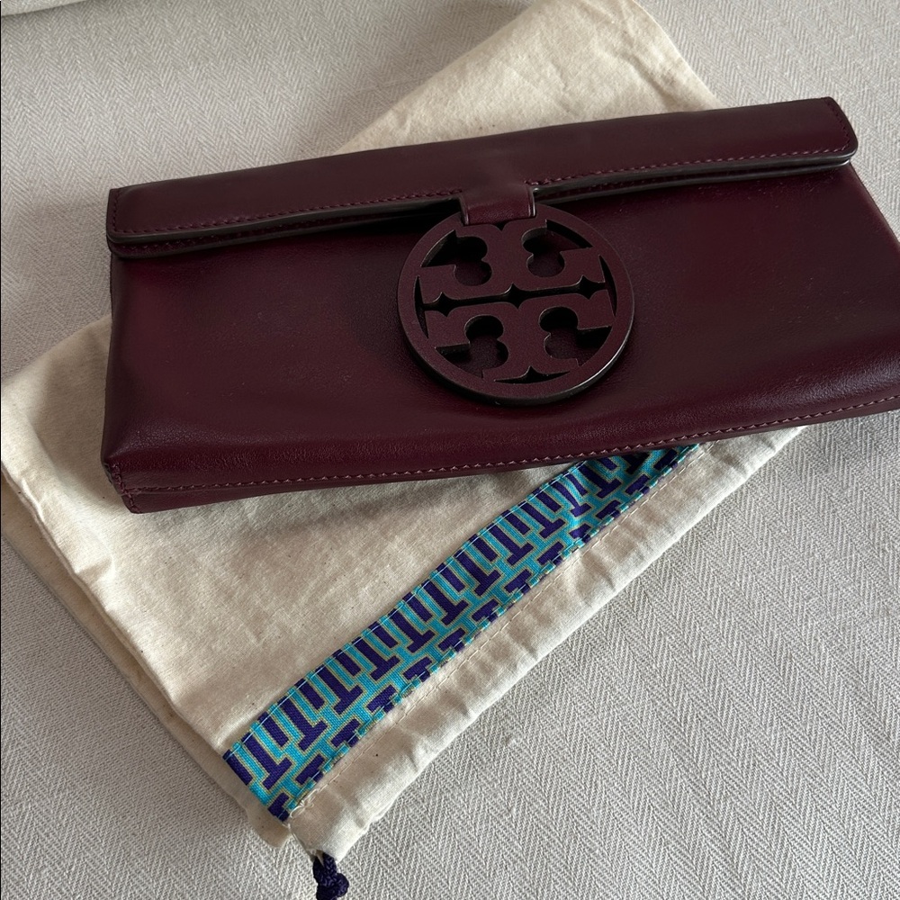 Tory Burch Miller Burgundy Leather Clutch - Picture 7 of 7